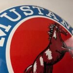 Vintage Mustang Oil Porcelain Sign – Gasoline Pump Advertising Convex Sign - Image 5