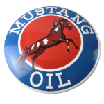 Vintage Mustang Oil Porcelain Sign – Gasoline Pump Advertising Convex Sign - Image 2