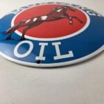 Vintage Mustang Oil Porcelain Sign – Gasoline Pump Advertising Convex Sign - Image 10