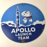Vintage NASA Apollo Sign – Space Shuttle Snoopy Astronaut Porcelain Gas Sign - Image 15