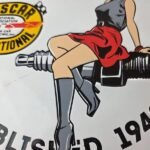 Vintage Nascar Sign – Spark Plug Pin Gas Pump Porcelain Sign - Image 4