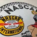 Vintage Nascar Sign – Spark Plug Pin Gas Pump Porcelain Sign - Image 5