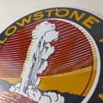 Vintage National Park Sign – Yellowstone Old Faithful Gas Pump Porcelain Sign - Image 12