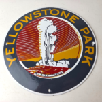 Vintage National Park Sign – Yellowstone Old Faithful Gas Pump Porcelain Sign - Image 15