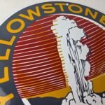 Vintage National Park Sign – Yellowstone Old Faithful Gas Pump Porcelain Sign - Image 5