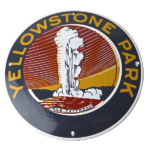 Vintage National Park Sign – Yellowstone Old Faithful Gas Pump Porcelain Sign