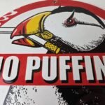 Vintage No Puffin Cigarette Sign – Tobacco Smoking Porcelain Gas Pump Plate Sign - Image 3