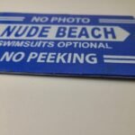 Vintage Nude Beach Sign – No Peeking Gas Pump Porcelain Sign - Image 11