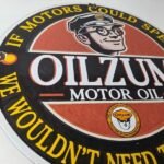 Vintage Oilzum Gasoline Sign – Oil Lubrication Porcelain Gas Pump Sign - Image 6