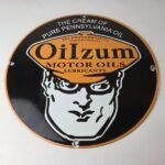 Vintage Oilzum Motor Oils Sign – Pure Pennsylvania Porcelain Gas Pump Sign - Image 15