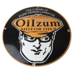 Vintage Oilzum Motor Oils Sign – Pure Pennsylvania Porcelain Gas Pump Sign