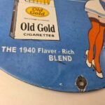 Vintage Old Gold Cigarette Sign – Porcelain Tobacco Gas Pump Plate Sign - Image 7