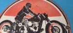 Vintage Old School Bikers Sign – Motorcycle Gasoline Service Pump Porcelain Sign - Image 3