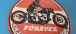 Vintage Old School Bikers Sign – Motorcycle Gasoline Service Pump Porcelain Sign - Image 6