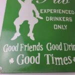 Vintage Olde Irish Pub Sign – Large Bar Diner Porcelain Shamrock Gas Pump Sign - Image 4