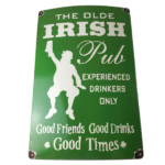 Vintage Olde Irish Pub Sign – Large Bar Diner Porcelain Shamrock Gas Pump Sign - Image 2