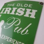 Vintage Olde Irish Pub Sign – Large Bar Diner Porcelain Shamrock Gas Pump Sign - Image 8