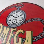 Vintage Omega Watches Porcelain Sign – Swiss Made Store Display Gas Pump Sign - Image 12