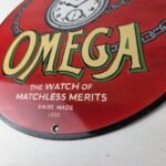 Vintage Omega Watches Porcelain Sign – Swiss Made Store Display Gas Pump Sign - Image 14