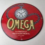 Vintage Omega Watches Porcelain Sign – Swiss Made Store Display Gas Pump Sign - Image 15