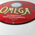 Vintage Omega Watches Porcelain Sign – Swiss Made Store Display Gas Pump Sign - Image 10