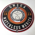 Vintage Omega Watches Sign – Matchless Merits Store Display Gas Porcelain Sign - Image 15