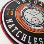 Vintage Omega Watches Sign – Matchless Merits Store Display Gas Porcelain Sign - Image 6