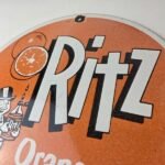 Vintage Orange Soda Sign – Ritz Drink Carbonated Porcelain Gas Oil Pump Sign - Image 12
