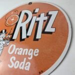 Vintage Orange Soda Sign – Ritz Drink Carbonated Porcelain Gas Oil Pump Sign - Image 13