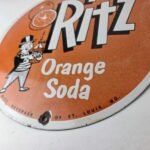 Vintage Orange Soda Sign – Ritz Drink Carbonated Porcelain Gas Oil Pump Sign - Image 14
