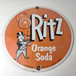Vintage Orange Soda Sign – Ritz Drink Carbonated Porcelain Gas Oil Pump Sign - Image 15