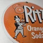 Vintage Orange Soda Sign – Ritz Drink Carbonated Porcelain Gas Oil Pump Sign - Image 6