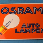VINTAGE OSRAM PORCELAIN GAS ELECTRIC AUTO LAMPEN GAS SERVICE STATION PUMP SIGN