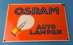 VINTAGE OSRAM PORCELAIN GAS ELECTRIC AUTO LAMPEN GAS SERVICE STATION PUMP SIGN - Image 2