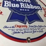 Vintage Pabst Blue Ribbon Beer Porcelain Sign – Ribbon Badge Logo Sign - Image 11