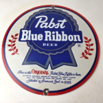 Vintage Pabst Blue Ribbon Beer Porcelain Sign – Ribbon Badge Logo Sign - Image 15