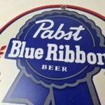 Vintage Pabst Blue Ribbon Beer Porcelain Sign – Ribbon Badge Logo Sign - Image 3