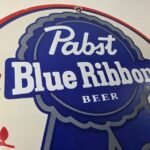Vintage Pabst Blue Ribbon Beer Porcelain Sign – Ribbon Badge Logo Sign - Image 5