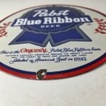 Vintage Pabst Blue Ribbon Beer Porcelain Sign – Ribbon Badge Logo Sign - Image 10