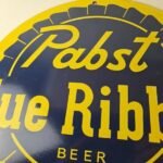 Vintage Pabst Blue Ribbon Sign – Alcohol Beer Brewing Gas Pump Porcelain Sign - Image 3
