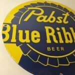 Vintage Pabst Blue Ribbon Sign – Alcohol Beer Brewing Gas Pump Porcelain Sign - Image 6