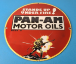 Vintage Pan-am Sign – American Soldiers USA Army Gasoline Service Porcelain Sign