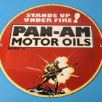 Vintage Pan-am Sign – American Soldiers USA Army Gasoline Service Porcelain Sign