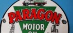VINTAGE PARAGON GASOLINE PORCELAIN GAS SERVICE STATION REFINERY PUMP PLATE SIGN - Image 3