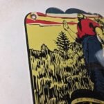 Vintage Paul Bunyan Sign – California Highway Gas Service Pump Porcelain Sign - Image 5