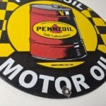 Vintage Pennzoil Porcelain Sign – Motor Oil Drum Can Lubrication Porcelain Sign - Image 11