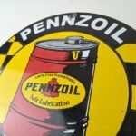 Vintage Pennzoil Porcelain Sign – Motor Oil Drum Can Lubrication Porcelain Sign - Image 12