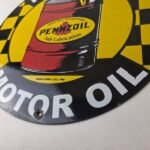 Vintage Pennzoil Porcelain Sign – Motor Oil Drum Can Lubrication Porcelain Sign - Image 14