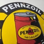 Vintage Pennzoil Porcelain Sign – Motor Oil Drum Can Lubrication Porcelain Sign - Image 5