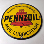 Vintage Pennzoil Sign – Lubrication Gas Service Station Pump Porcelain Sign - Image 15